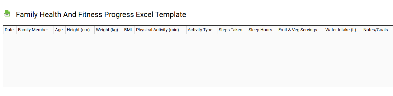 Family health and fitness progress Excel template