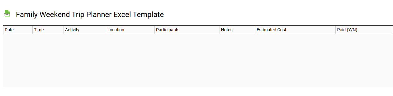 Family weekend trip planner Excel template