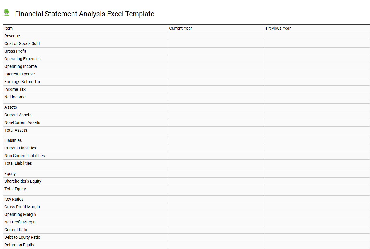 Financial statement analysis Excel template