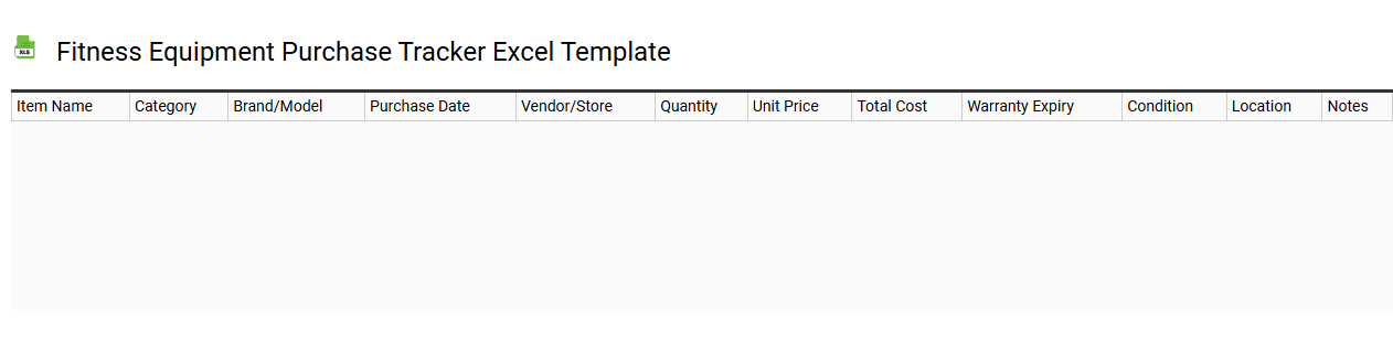 Fitness equipment purchase tracker Excel template