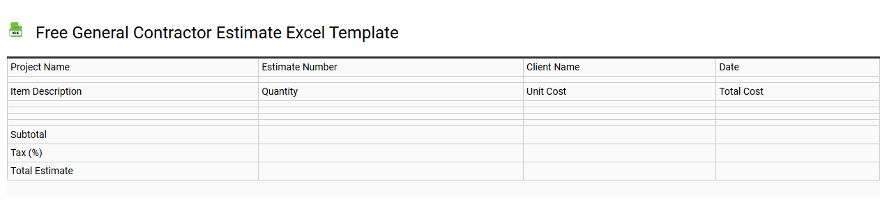 Free general contractor estimate Excel template