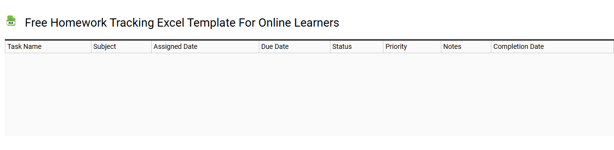 Free homework tracking Excel template for online learners
