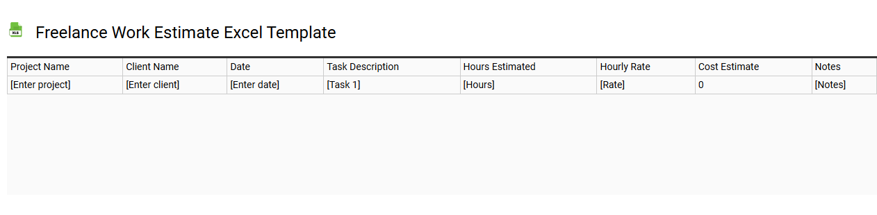 Freelance work estimate Excel template
