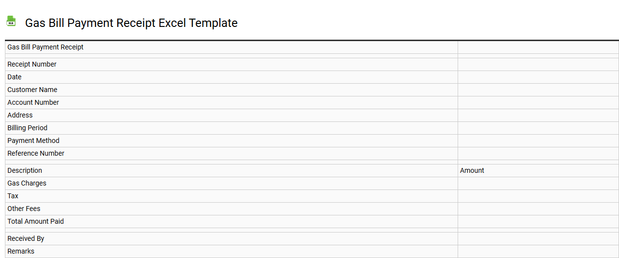Gas bill payment receipt Excel template