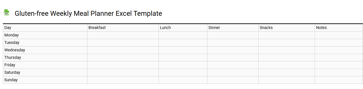 Gluten-free weekly meal planner Excel template