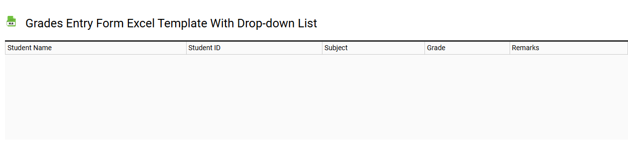 Grades entry form Excel template with drop-down list