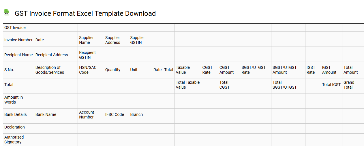 GST invoice format Excel template download