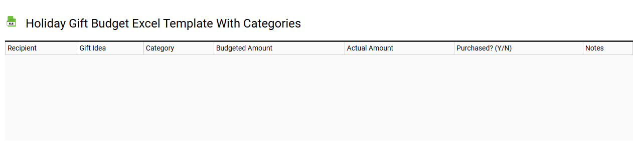 Holiday gift budget Excel template with categories