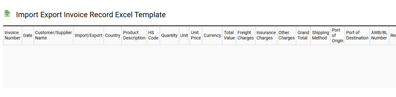 Import export invoice record Excel template