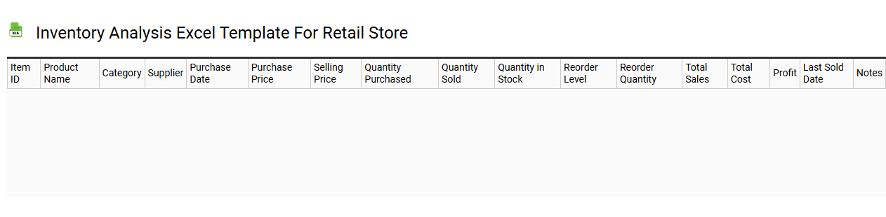 Inventory analysis Excel template for retail store