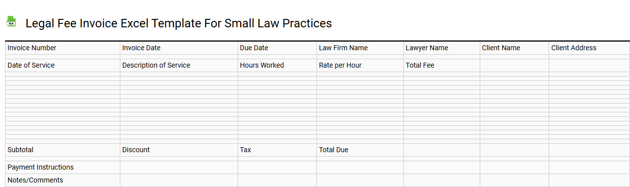 Legal fee invoice Excel template for small law practices