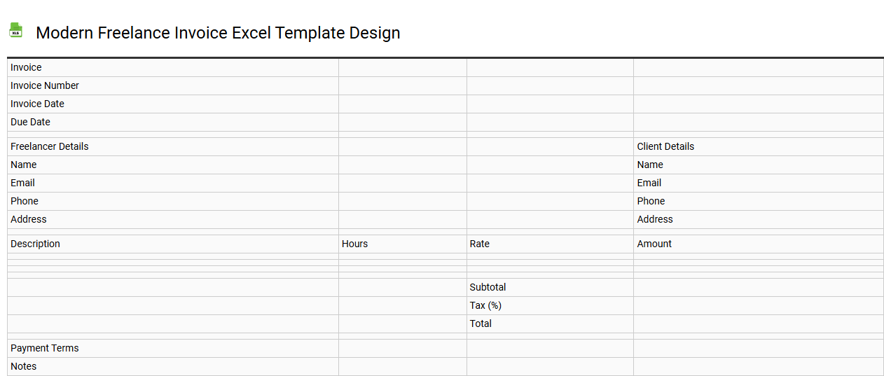 Modern freelance invoice Excel template design