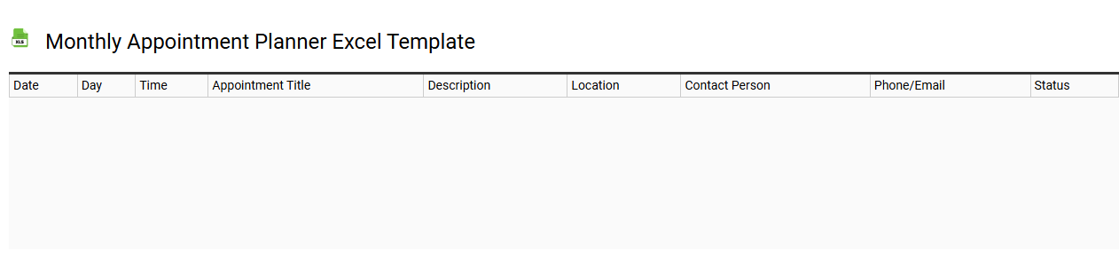 Monthly appointment planner Excel template