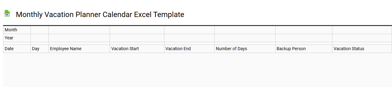 Monthly vacation planner calendar Excel template