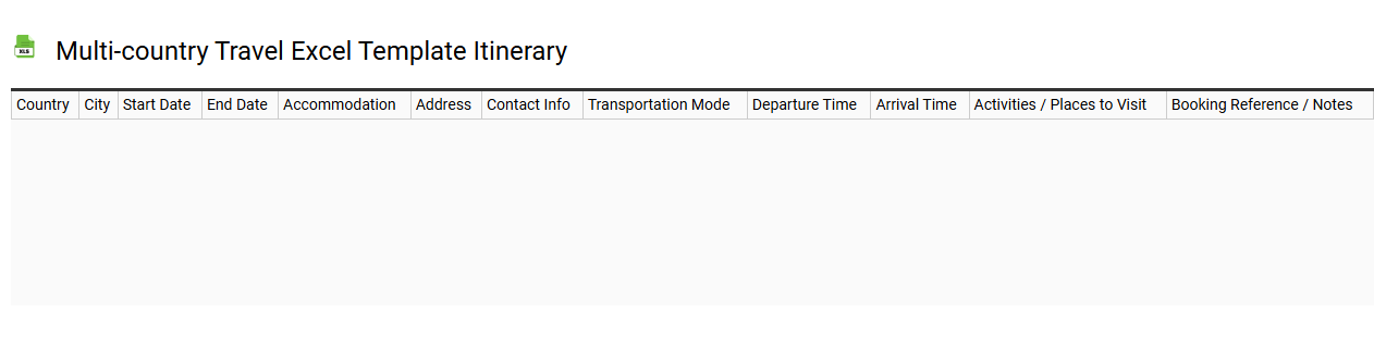 Multi-country travel Excel template itinerary