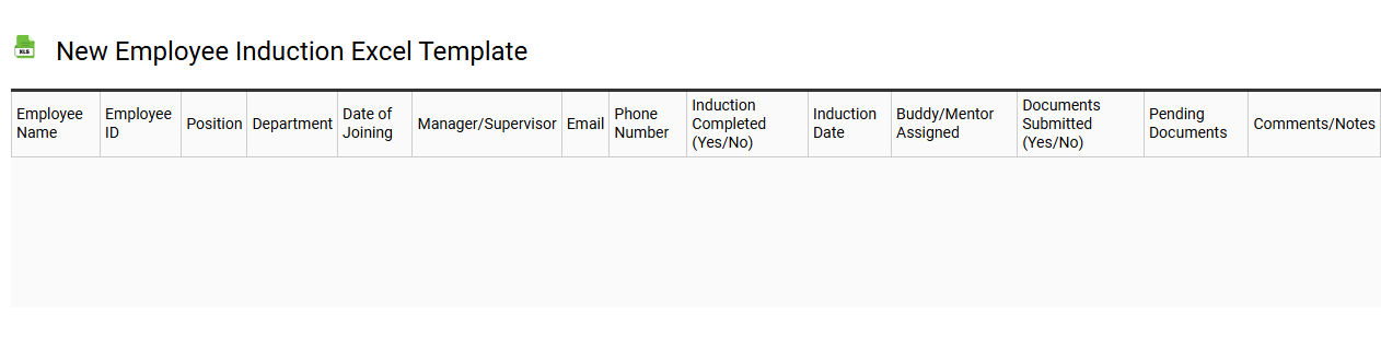 New employee induction Excel template