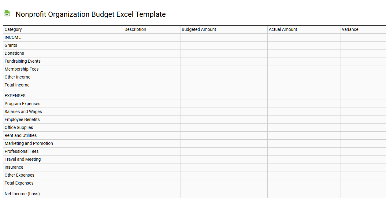 Nonprofit organization budget Excel template