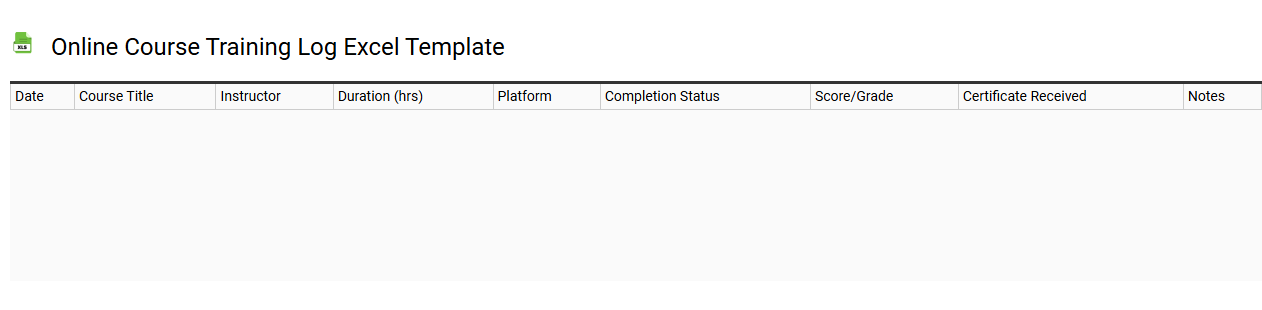 Online course training log Excel template