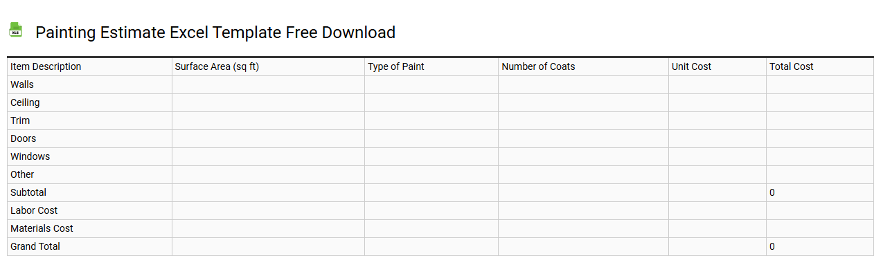Painting estimate Excel template free download
