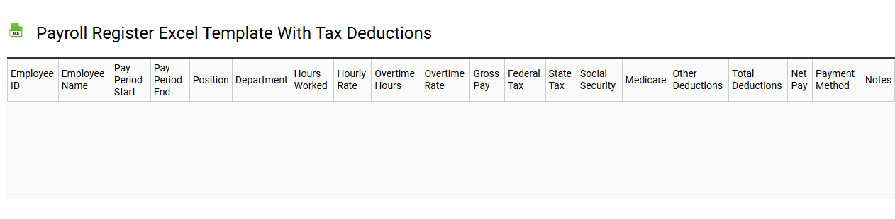Payroll register Excel template with tax deductions