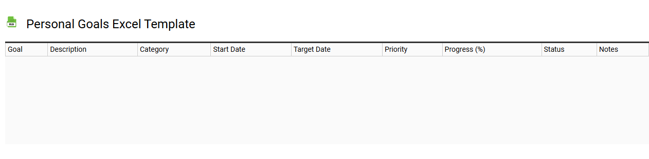 Personal goals Excel template