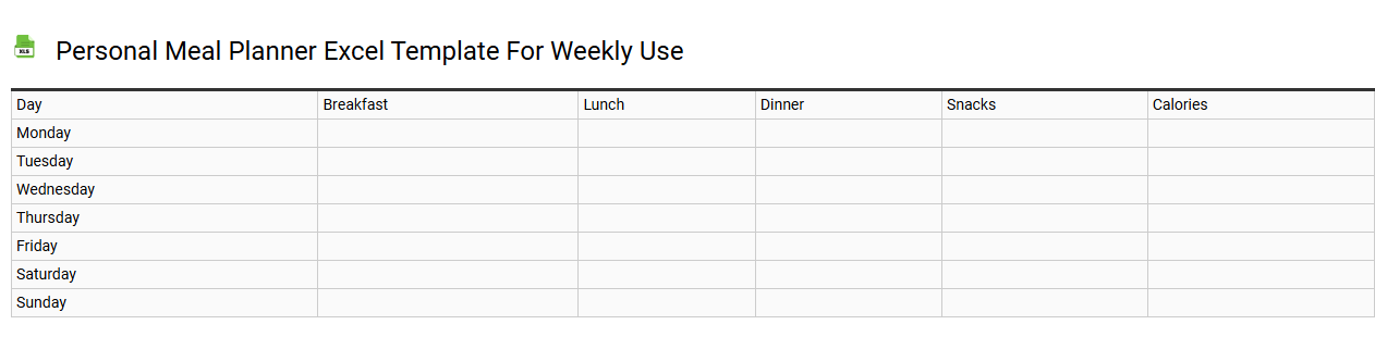Personal meal planner Excel template for weekly use
