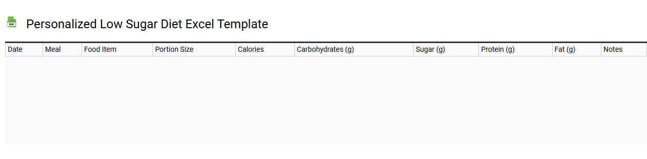 Personalized low sugar diet Excel template