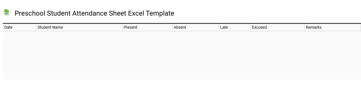Preschool student attendance sheet Excel template