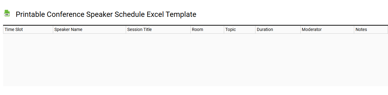 Printable conference speaker schedule Excel template