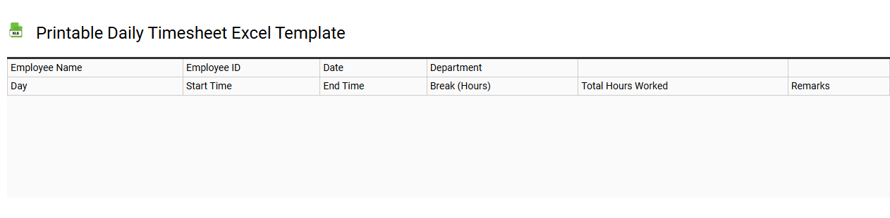 Printable daily timesheet Excel template