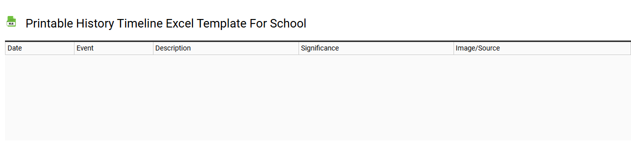 Printable history timeline Excel template for school