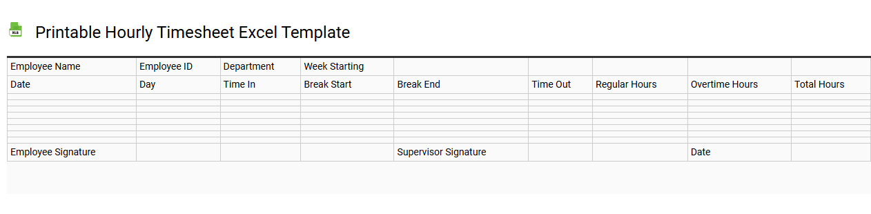 Printable hourly timesheet Excel template