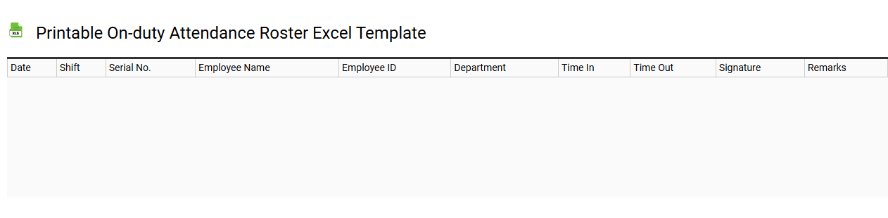 Printable on-duty attendance roster Excel template