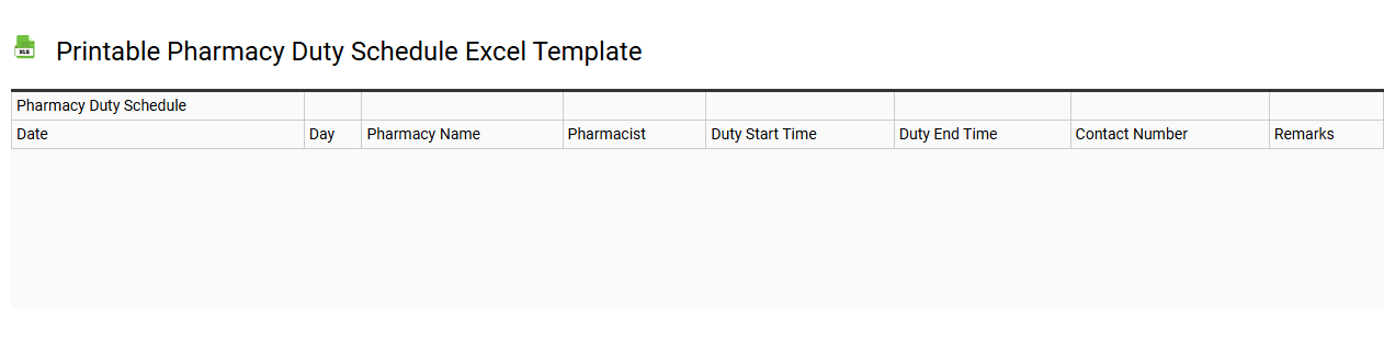 Printable pharmacy duty schedule Excel template