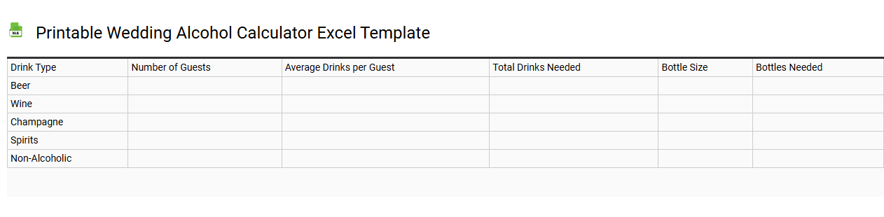 Printable wedding alcohol calculator Excel template