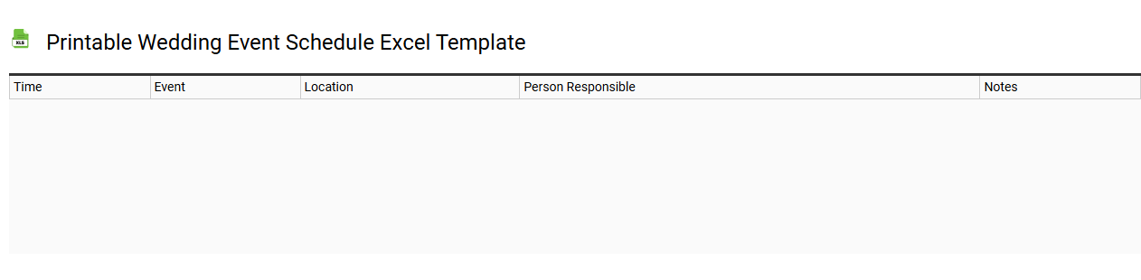 Printable wedding event schedule Excel template