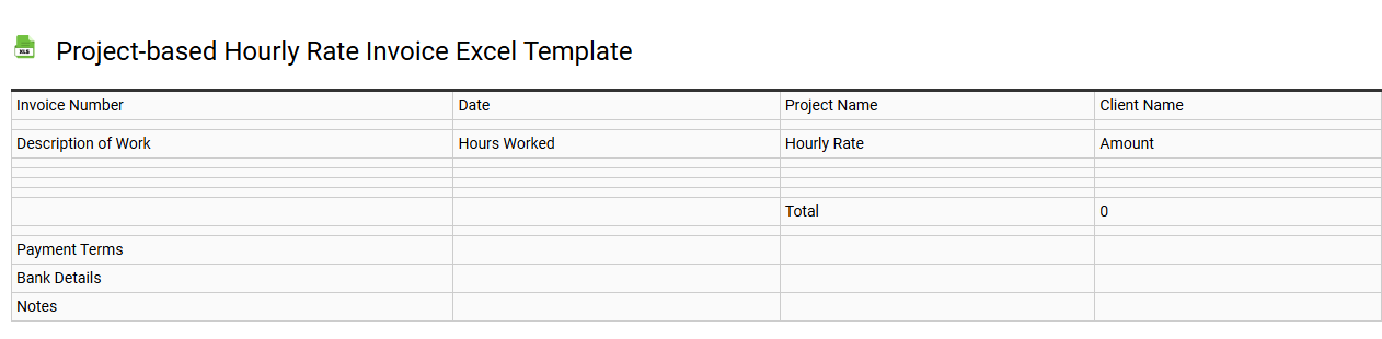 Project-based hourly rate invoice Excel template