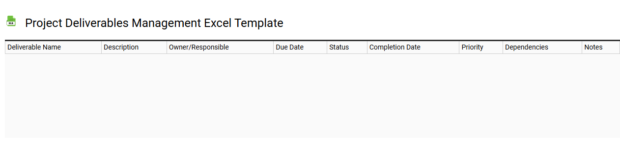Project deliverables management Excel template