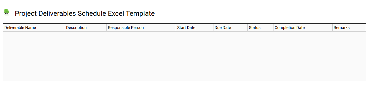 Project deliverables schedule Excel template