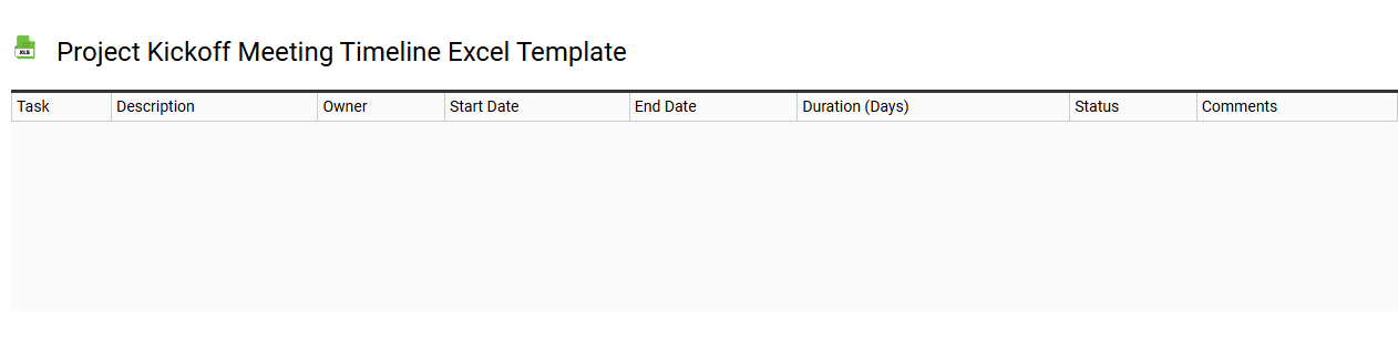 Project kickoff meeting timeline Excel template