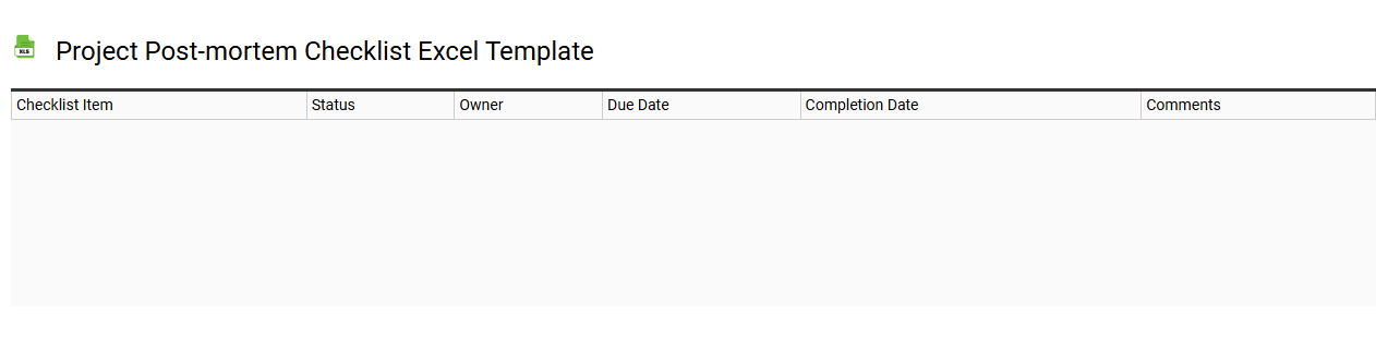 Project post-mortem checklist Excel template