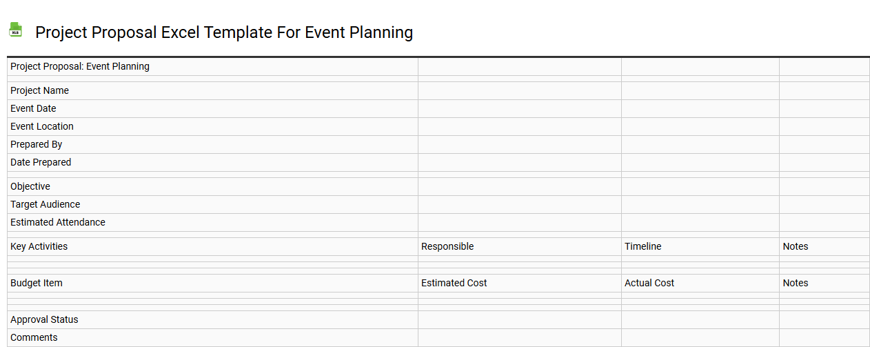 Project proposal Excel template for event planning