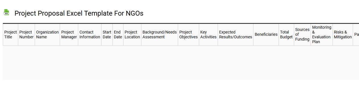 Project proposal Excel template for NGOs