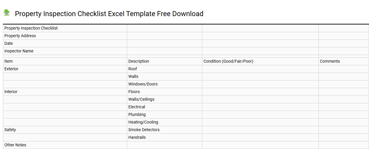 Property inspection checklist Excel template free download