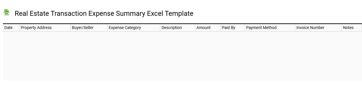 Real estate transaction expense summary Excel template