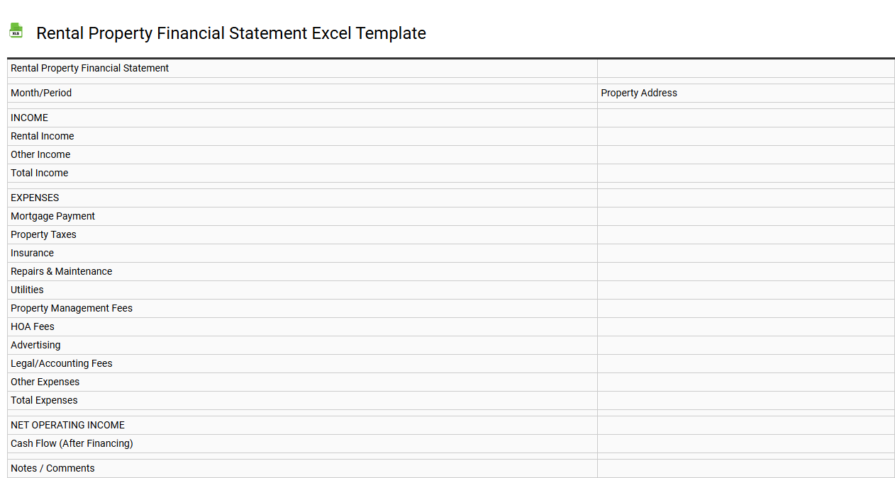 Rental property financial statement Excel template