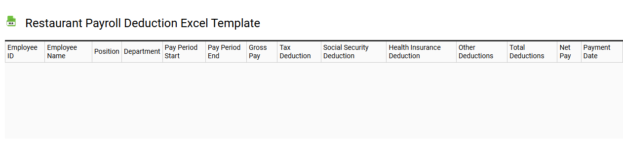 Restaurant payroll deduction Excel template