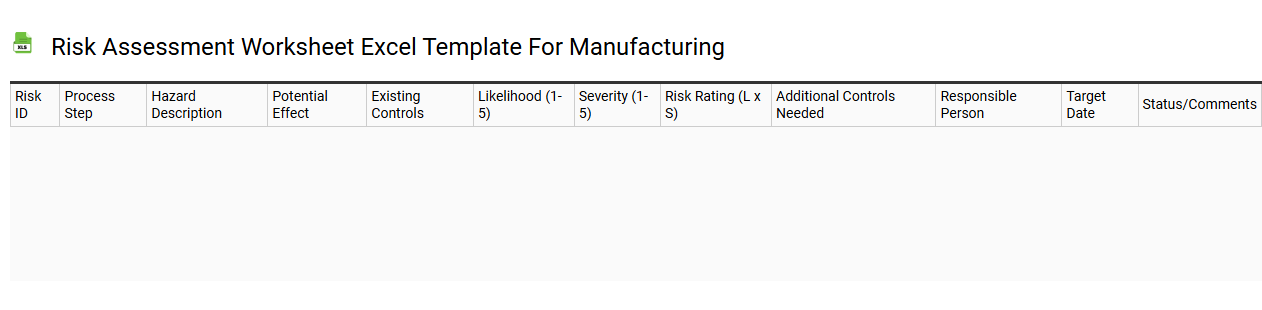 Risk assessment worksheet Excel template for manufacturing