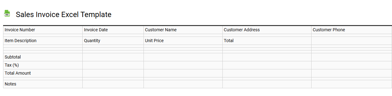 Sales invoice Excel template