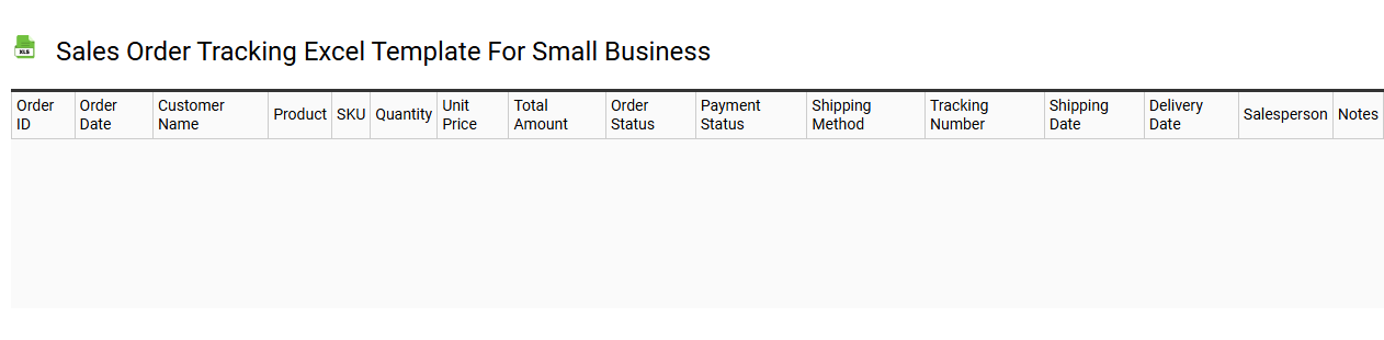 Sales order tracking Excel template for small business